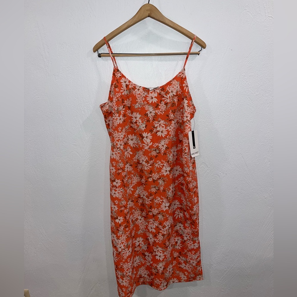 Nine West Coral floral Dress size large spaghetti straps new with tags